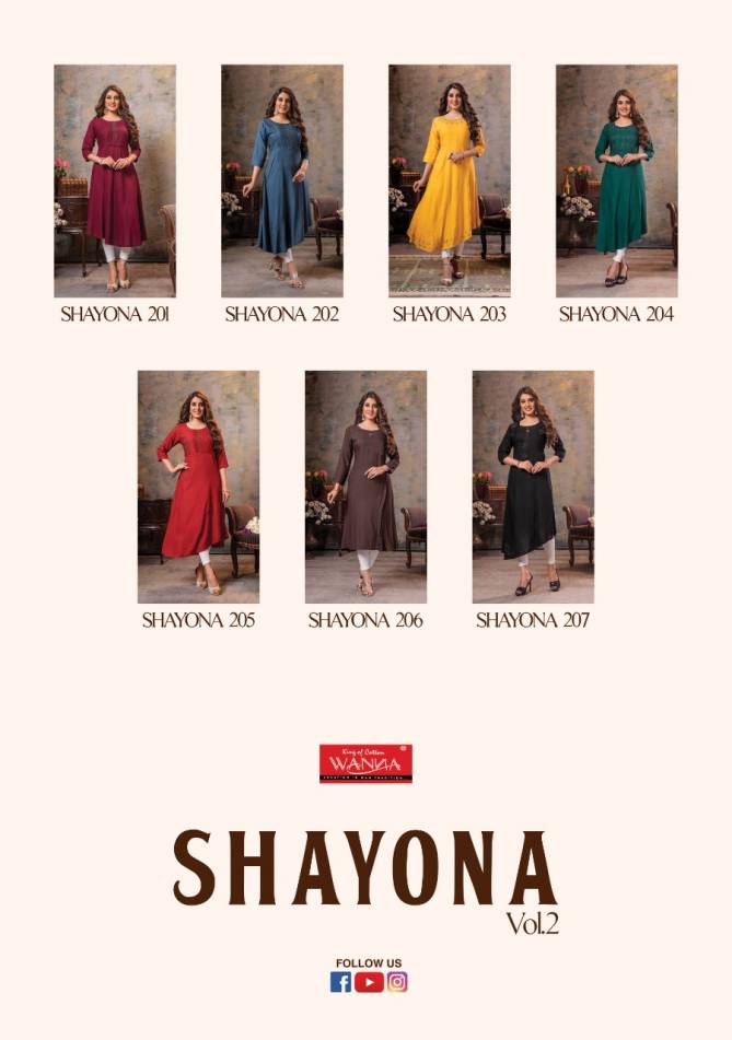Wanna Shayona 2 Ethnic Wear Rayon Designer Kurti Collection